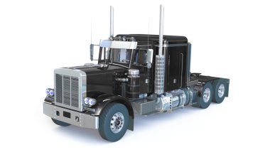 siyah üzerine beyaz izole kamyon