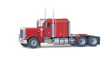 beyaz izole kırmızı kamyon