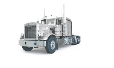 Beyaz kamyon üzerinde beyaz izole