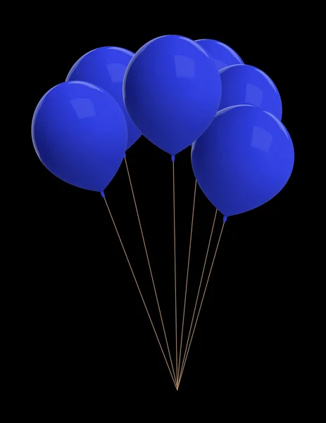Μπλε μπαλόνια που απομονώνονται σε μαύρο — Φωτογραφία Αρχείου