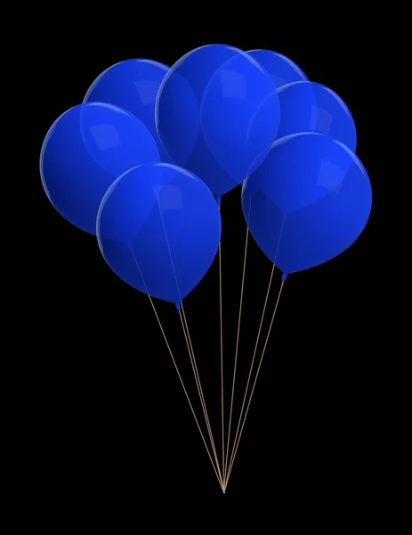 Globos azules aislados en negro — Foto de Stock