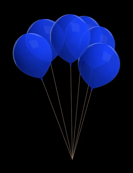 Globos azules aislados en negro — Foto de Stock