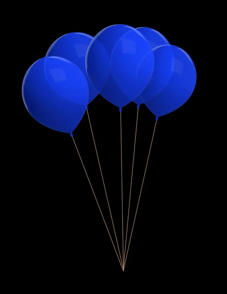 Globos azules aislados en negro — Foto de Stock