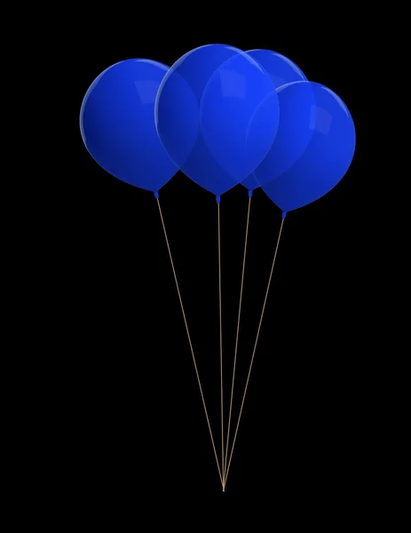 Ballons bleus isolés sur noir — Photo