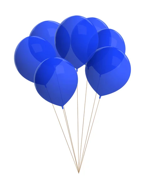 Niebieskie balony na białym tle — Zdjęcie stockowe