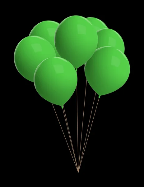 Zielone balony na czarnym tle — Zdjęcie stockowe