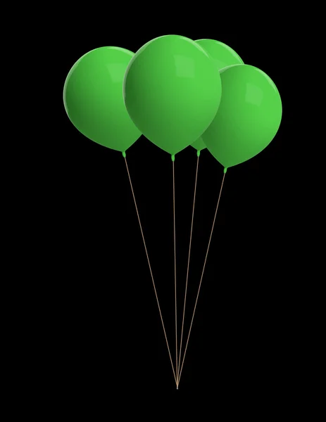 Gröna ballonger isolerade på svart — Stockfoto