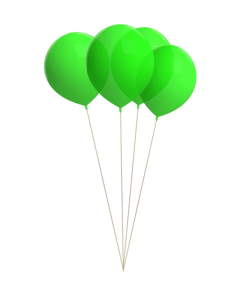 Zielone balony na białym tle — Zdjęcie stockowe