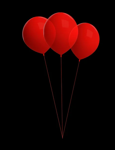 Globos rojos aislados en negro — Foto de Stock