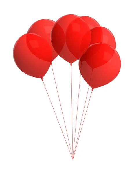 Balões vermelhos isolados em branco — Fotografia de Stock