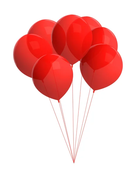Červené balónky izolované na bílé — Stock fotografie