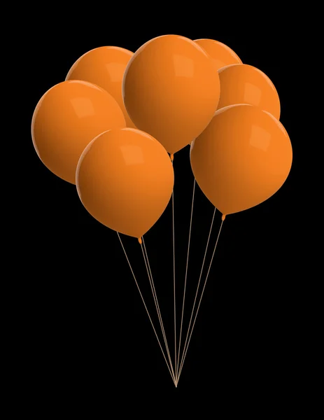 Ballons orange isolés sur noir — Photo