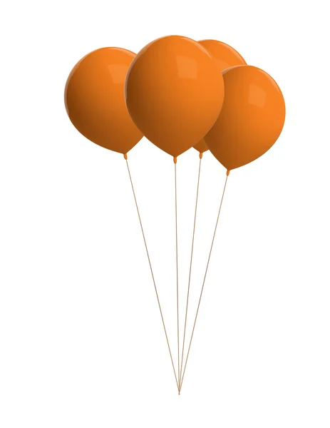 Orangefarbene Luftballons isoliert auf weiß — Stockfoto