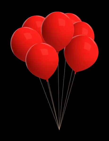 Ballons rouges isolés sur noir — Photo