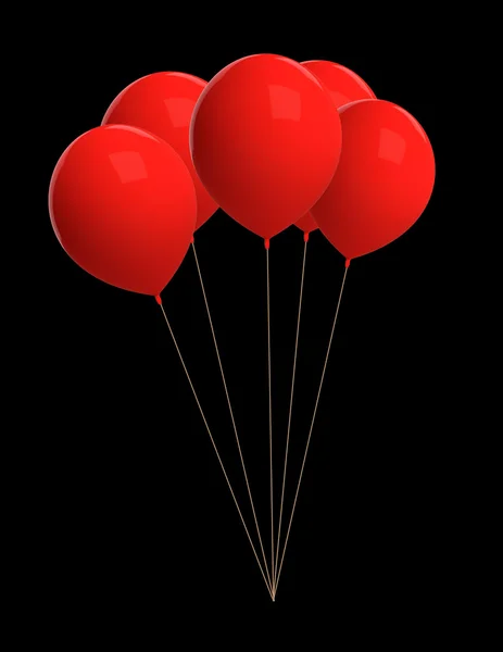 Globos rojos aislados en negro — Foto de Stock