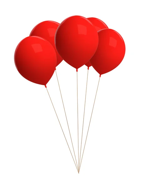 Röda ballonger isolerade på vitt — Stockfoto