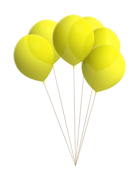 Balões amarelos isolados em Branco — Fotografia de Stock