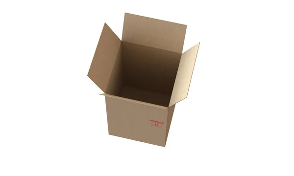 Aç kapaklı beyaz mükemmel durumda izole karton kutu — Stok fotoğraf