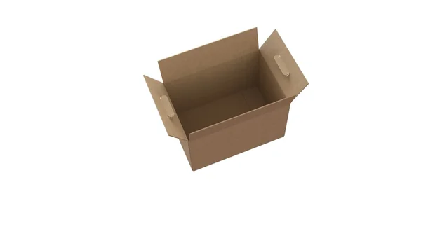 Cardboard box with open lid isolated on white in perfect condition — Stock Photo, Image