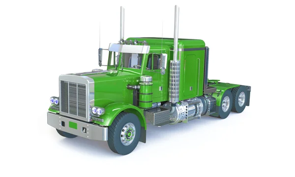 Green truck isolated on white — Stock Photo, Image