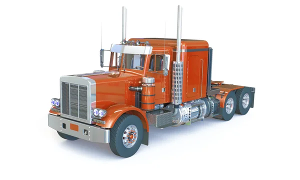 Oranje vrachtwagen geïsoleerd op wit — Stockfoto