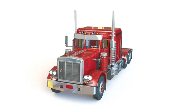 Rode vrachtwagen geïsoleerd op wit — Stockfoto
