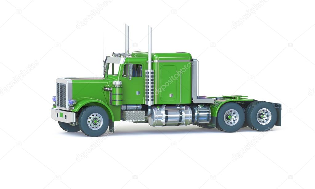 Green truck isolated on white