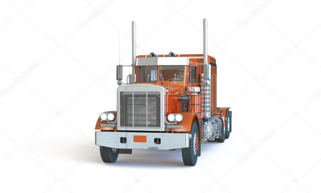 Orange truck isolated on white