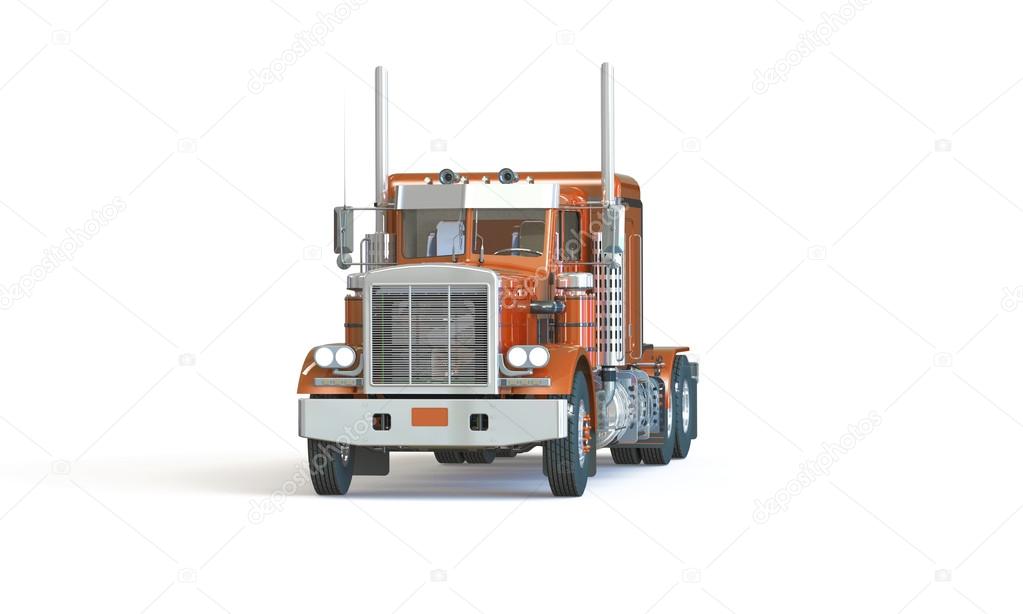 Orange truck isolated on white