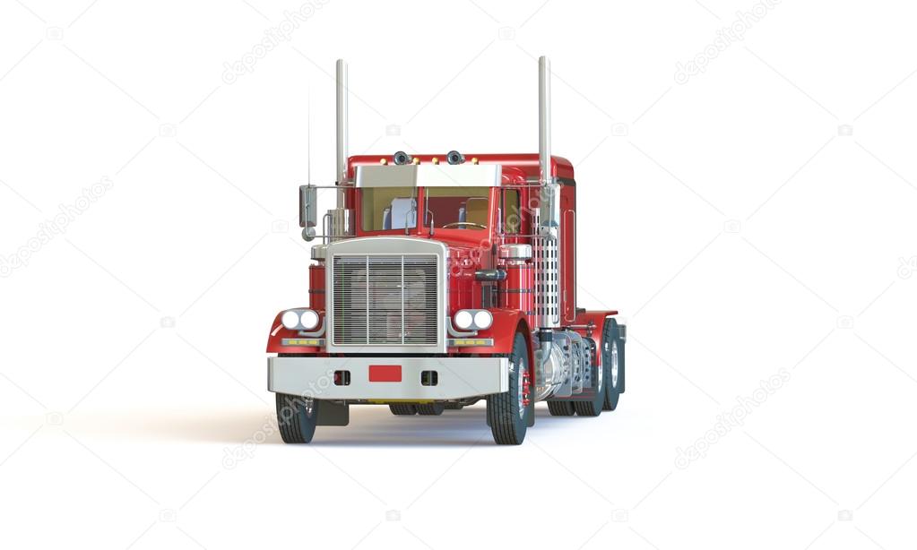 Red truck isolated on white