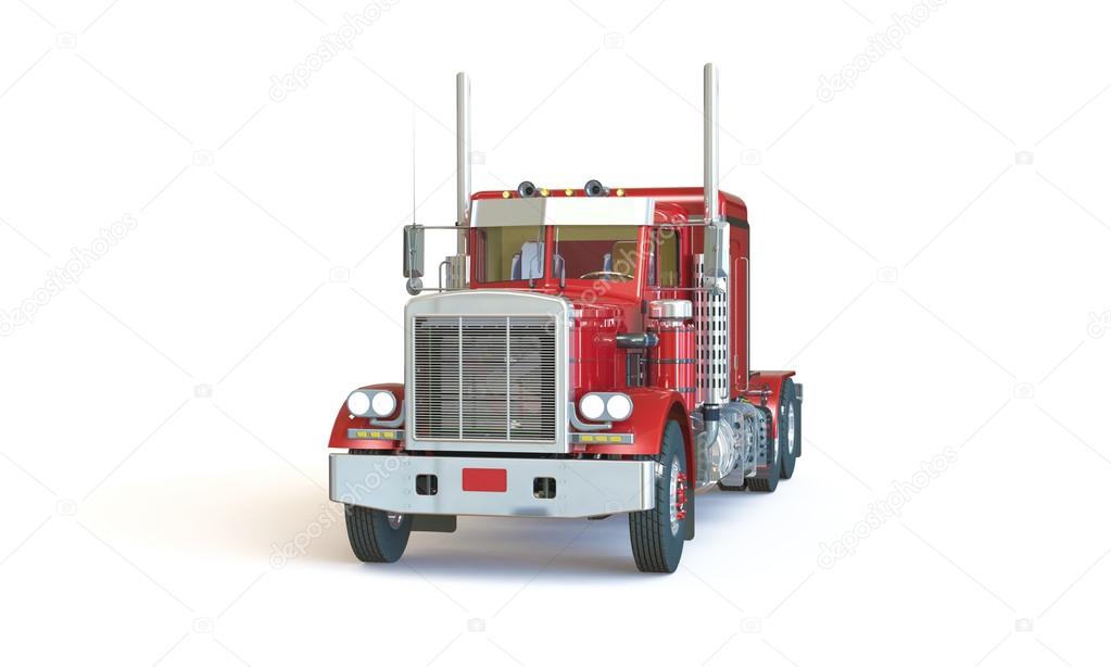 Red truck isolated on white