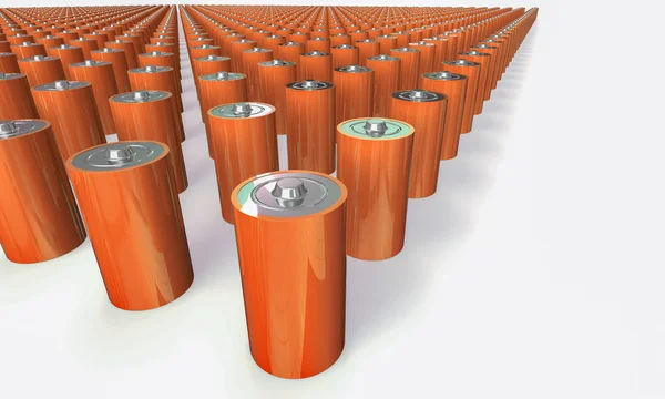 En matris med orange batterier isolerad på vit — Stockfoto