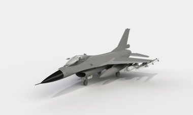 iniş üzerinde beyaz izole kapalı alarak bir f-16 savaş uçağı modeli
