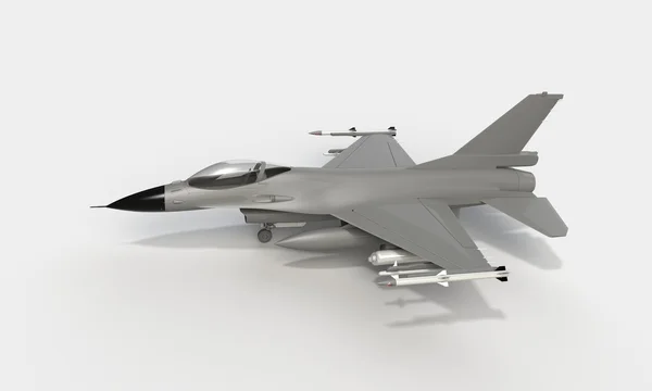 Model myśliwca f16 startu lądowania na białym tle — Zdjęcie stockowe