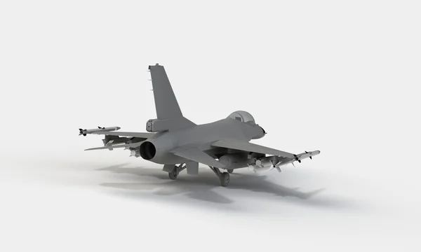Model myśliwca f16 startu lądowania na białym tle — Zdjęcie stockowe