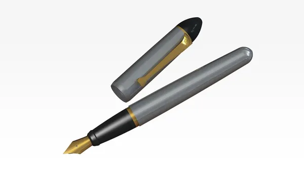 Elegantní zlaté a stříbrné pero izolované na bílém — Stock fotografie
