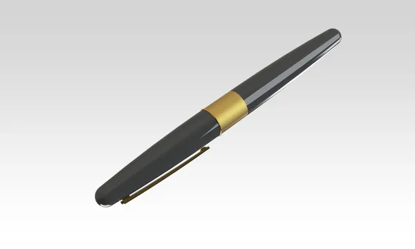 Un'elegante penna in oro e argento isolata su bianco — Foto Stock