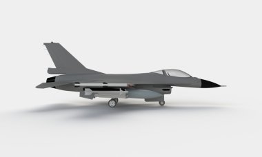 iniş üzerinde beyaz izole kapalı alarak bir f-16 savaş uçağı modeli