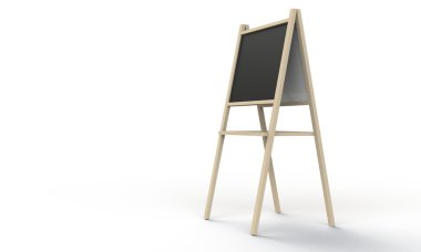 siyah tuval üzerine beyaz izole şövale üzerinde