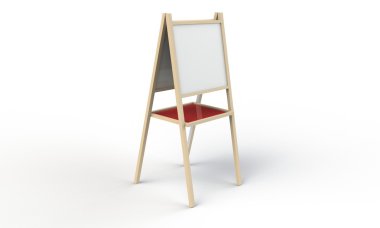 Beyaz tuval üzerine beyaz izole şövale üzerinde