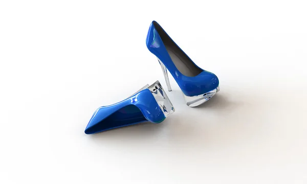 Un elegante scarpe blu isolate su bianco — Foto Stock