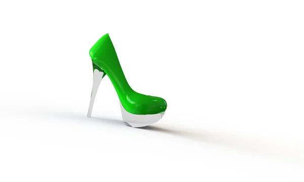 Um par de elegantes sapatos verdes isolados em branco — Fotografia de Stock