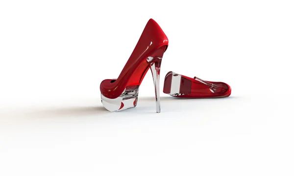 Um par de elegantes sapatos vermelhos isolados em branco — Fotografia de Stock