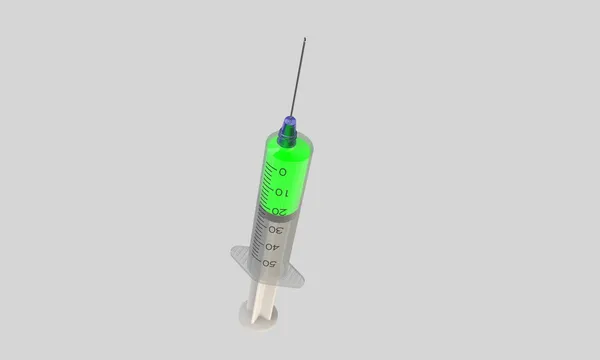 A syringe with fluid  isolated on white — Stock Photo, Image