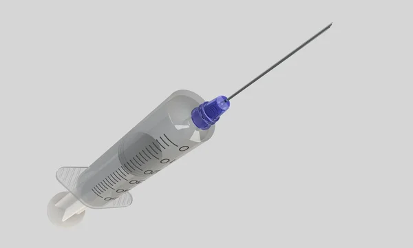 Uma seringa com fluido isolado em branco — Fotografia de Stock