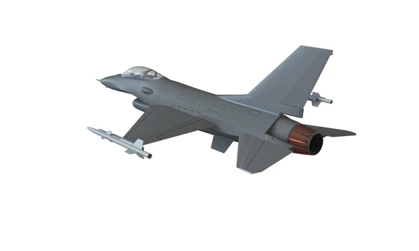 A model of an f16  Fighter jet taking off landing isolated on white — Stock Photo, Image