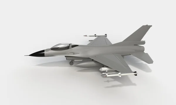 Un modelo de un avión de combate f16 despegando de aterrizaje aislado en blanco — Foto de Stock