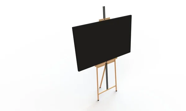 Černé plátno na stojanu izolovaných na bílém — Stock fotografie