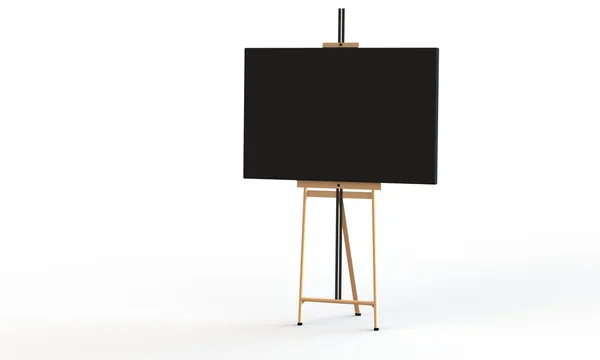 Black canvas on easel isolated on white — Stock Photo, Image