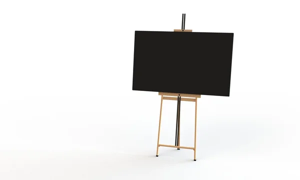 Zwart canvas op ezel geïsoleerd op wit — Stockfoto